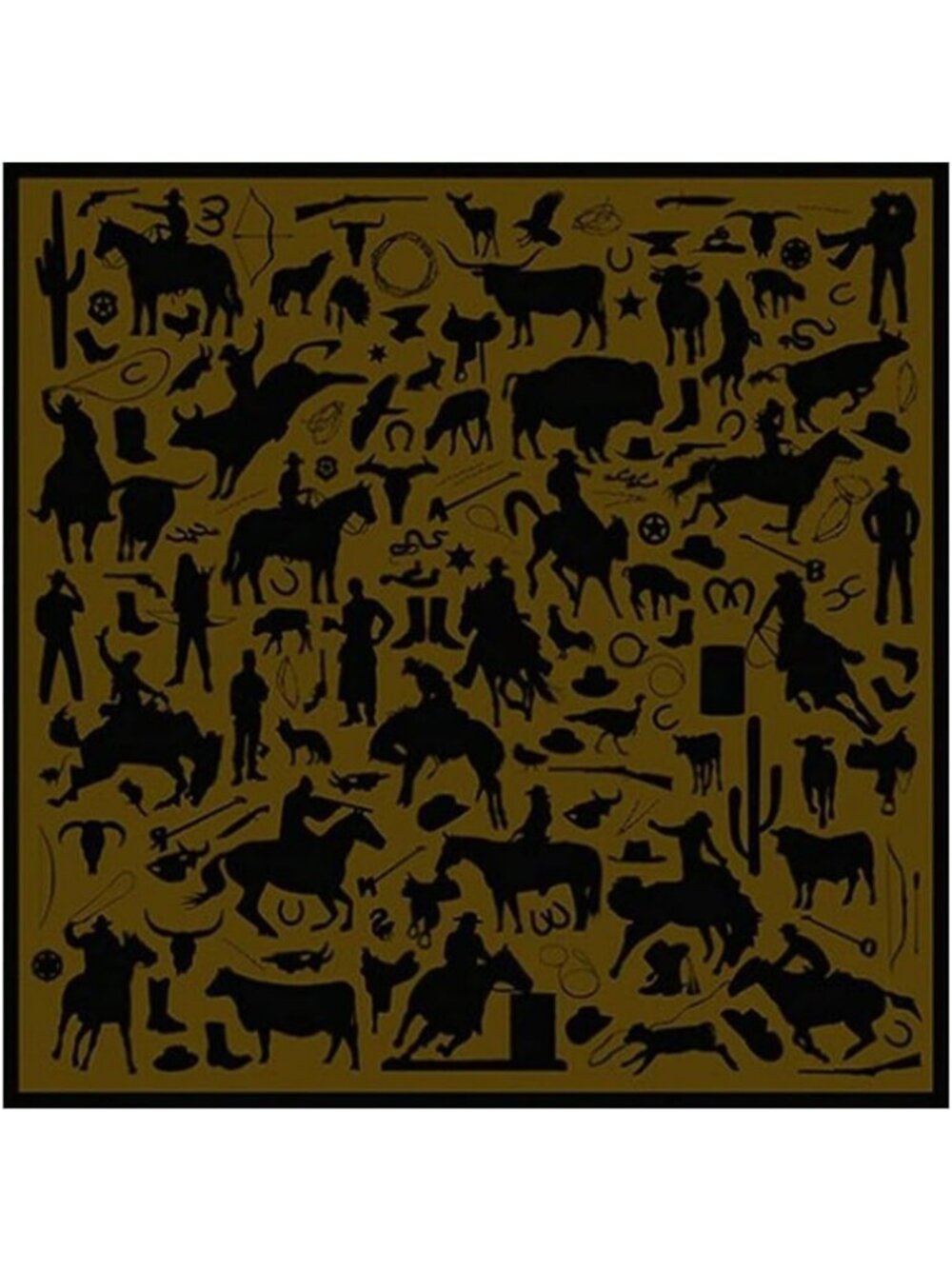 Lightweight Breathable Jacquard Silk Scarf for Adults - Unisex Cowboy Design